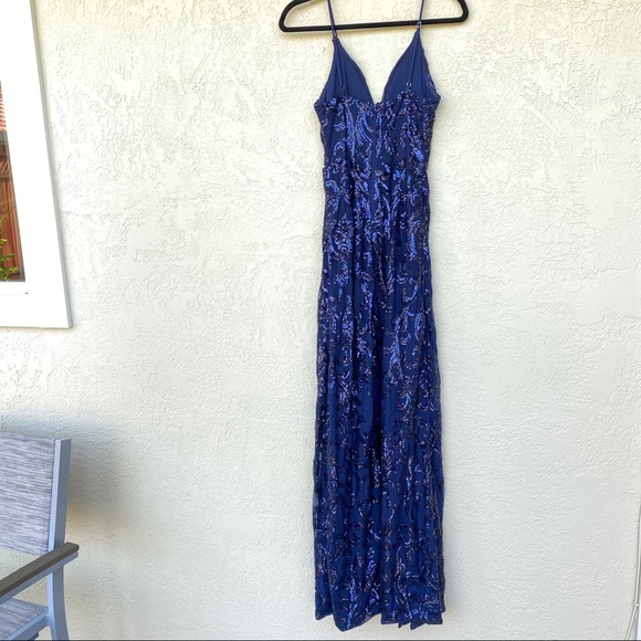 Windsor Navy Sequin Gown with Slits - Picture 12 of 13